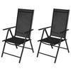 VidaXL Folding Garden Chairs 2 Pcs Aluminium and Textilene Black