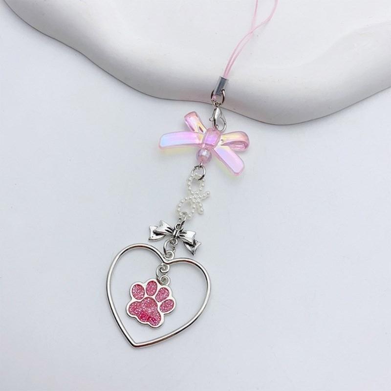 Брелок на шею для телефона с бусинами, ремешок на запястье, бант, сердце, цепочка для телефона, DIY, ручная работа, брелоки-бантики, аксессуар для телефона, рюкзака, камеры