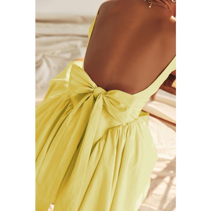 Женское платье-сарафан однотонное с отстегивающимися бретелями-бантами для женщин