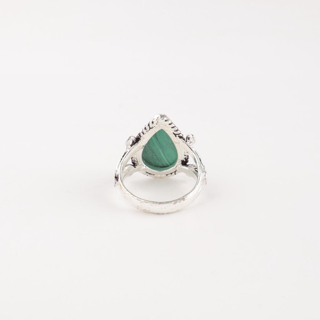Natural Malachite Gemstone 925 Sterling Silver Handcrafted Ring Stylish Jewelry RR-57-35