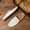 Fashion Half Drag Loafers Men Casual Leather Driving Shoes Classic Mesh Summer Slippers Breathable Light Leisure Walk Flats