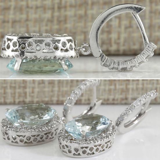 Женские овальные серьги-капли из искусственного аквамарина с рычагом, висячие серьги, ювелирные изделия