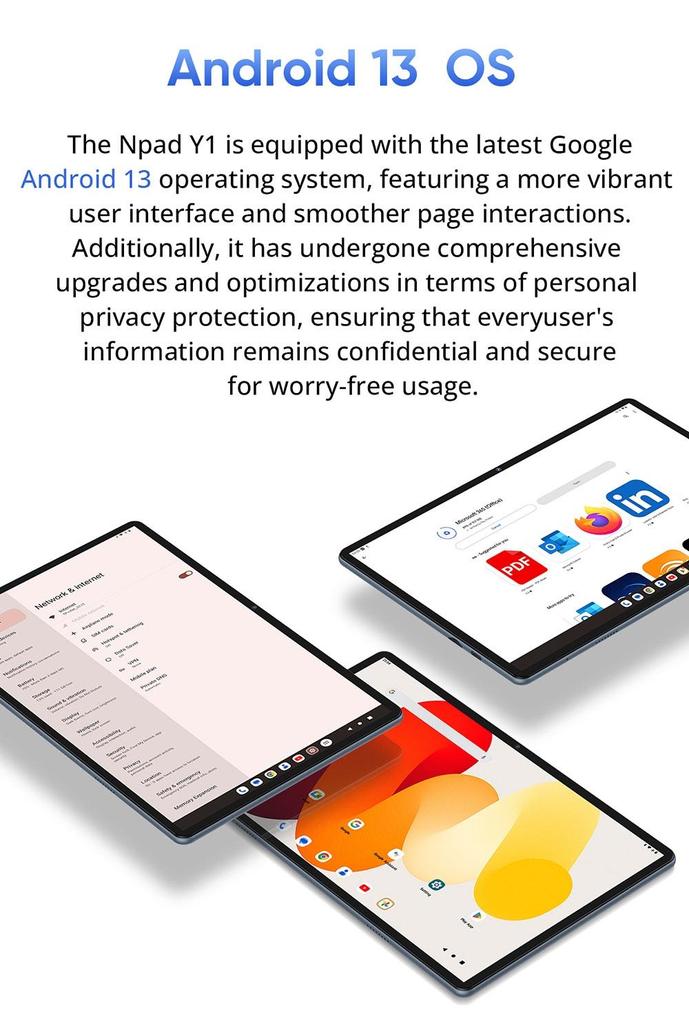 N-one Планшет Npad Y1 с диагональю 10,1 дюйма, сенсорным экраном HD IPS 1280x800, Rockchip 3562, Android 13, 4 ГБ + 4 ГБ ОЗУ, 64 ГБ ПЗУ
