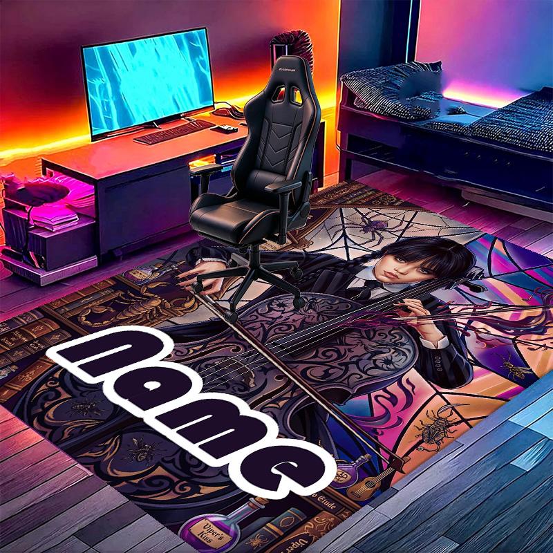 Custom Name Personalized Wednesday Print Carpet, Versatile Home Decor Rug, for Playroom, Apartment, Balcony, Entryway, Hallway Gift