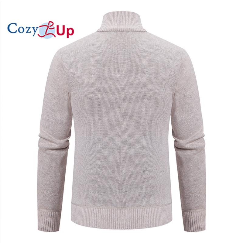 Cozy Up Мужской свитер-кардиган с полной молнией, облегающий вязаный свитер на молнии с карманами