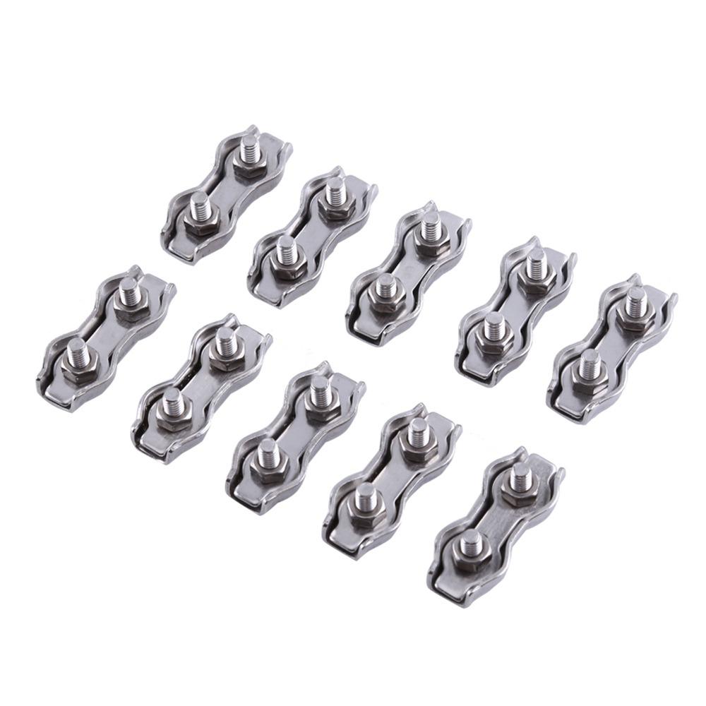 10pcs Stainless Steel M3 Duplex Clips Sturdy Design Wire Rope Clips Cable Management