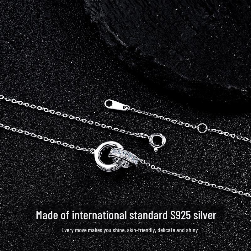 Стильное женское ожерелье с двумя кольцами на ключицу — универсальное, нишевый дизайн, высококачественные серебряные украшения