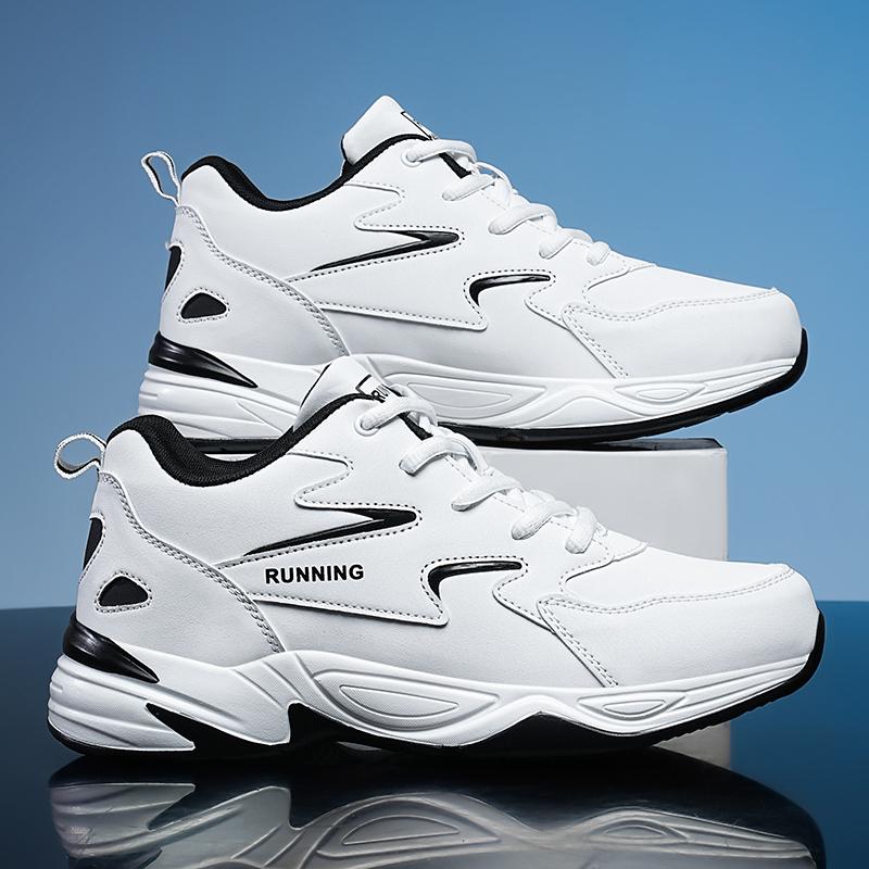 2024 New Men's Spring Autumn Leather Big Size Light Sneaker Thick Sole Non Slip Waterproof Camouflage Lace Up Running Shoes