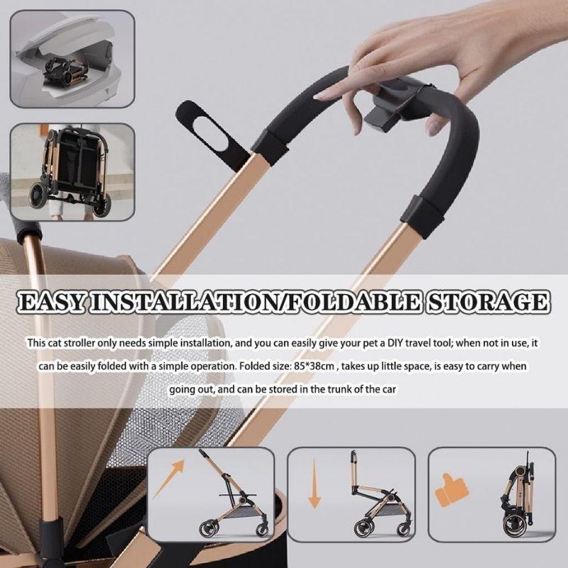 Переноска для собак и кошек 3 в 1 для дома, моющаяся, для улицы, 4 колеса, легкая тележка, складная коляска для питомцев