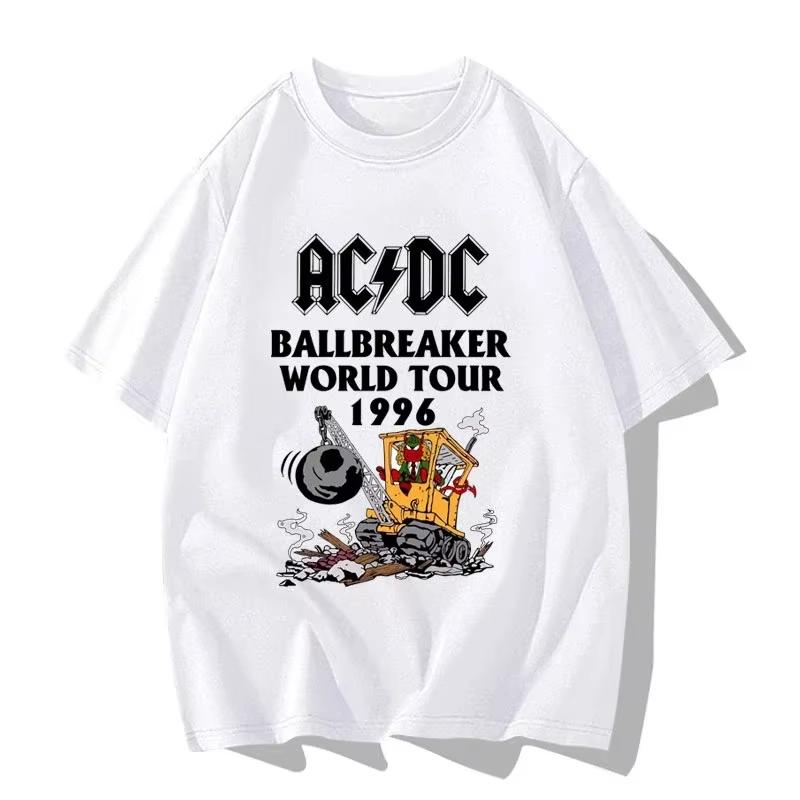 Europe and The United States ACDC Band Around The Nostalgic Classic Cotton Loose  Casual Short-sleeved T-shirt