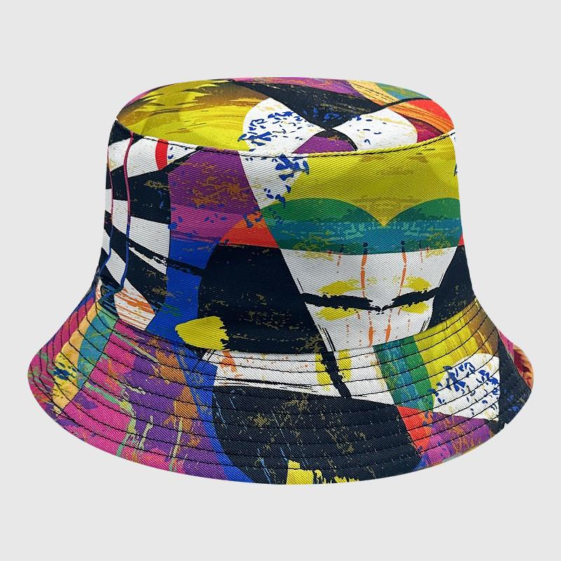 Tie Dye Fisherman Hat Uv Protection Assorted Colors Print Butterfly Cat Cap Leaf
