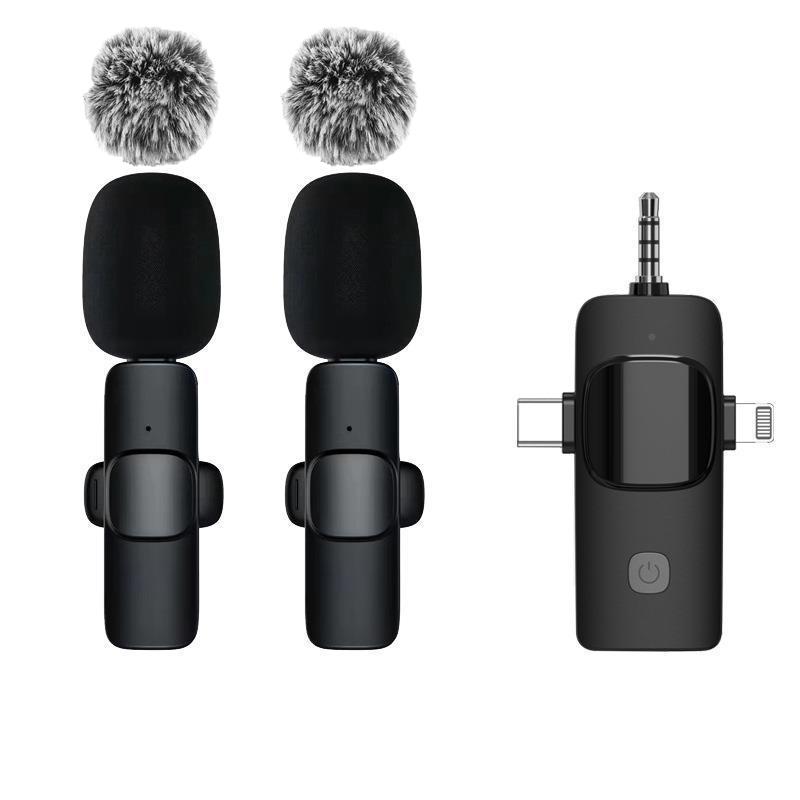 Basix Wireless Lavalier Microphone Audio Recording Mini Replaceable Windproof Wool Microphone for iPhone16 Shoot Vlog YouTube