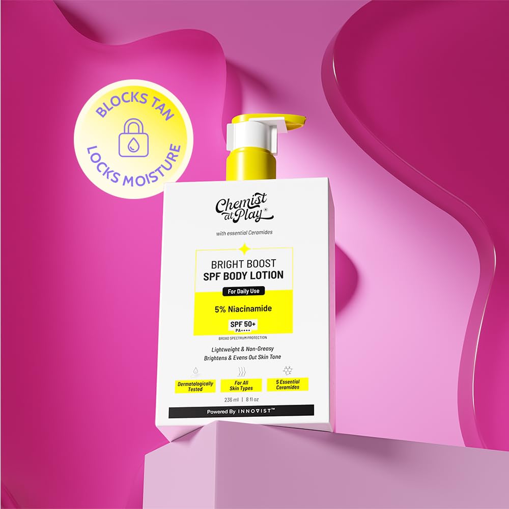 Chemist At Play Bright Boost Лосьон для тела SPF 50+ Легкий Нежирный Ежедневная защита от солнца 236 мл Увлажнение Защита