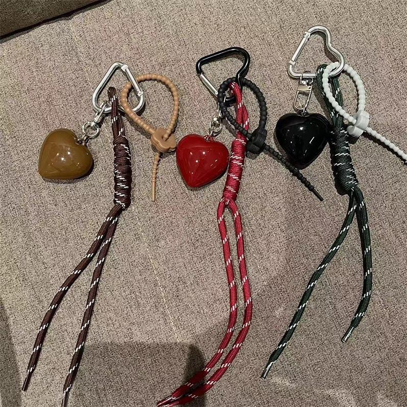 Креативный кулон в виде сердца на сумку, ремешок для мобильного телефона, цветная плетеная веревка, брелок, кулон, рюкзак, украшения, аксессуары