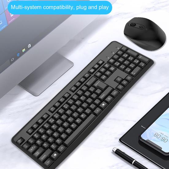 KM63 Durable Wireless Keyboard Mouse Set Low Latency 2.4GHz Typewriter
