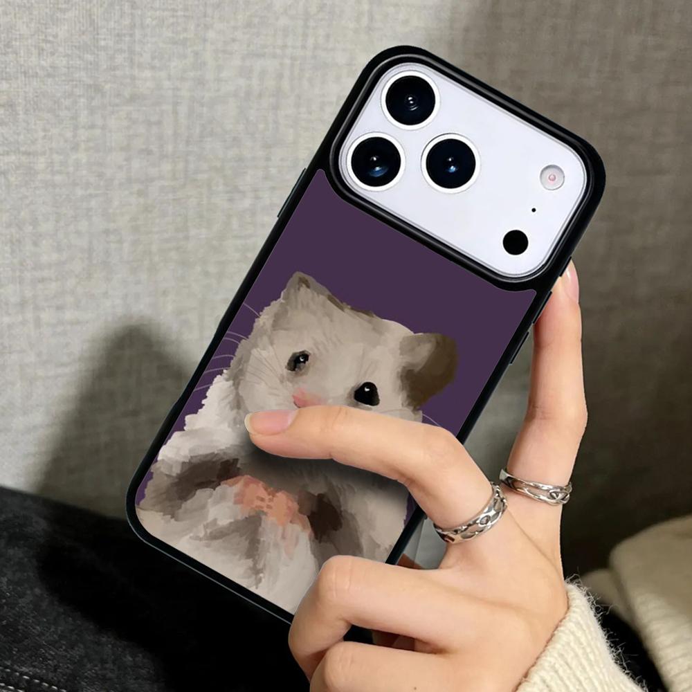 Чехол Case для iPhone 17 Air 16 Pro Max 15 Plus 11 13 Mini 14 12 Задняя крышка телефона Искусство хомяка