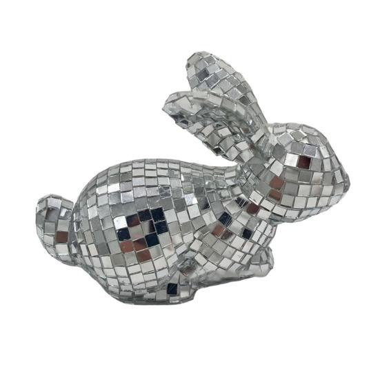 Mirror Disco Ball Rabbit Ball Sitting Easter Wedding Party Bunny Figurine Figurine Mirror Home Office Desktop