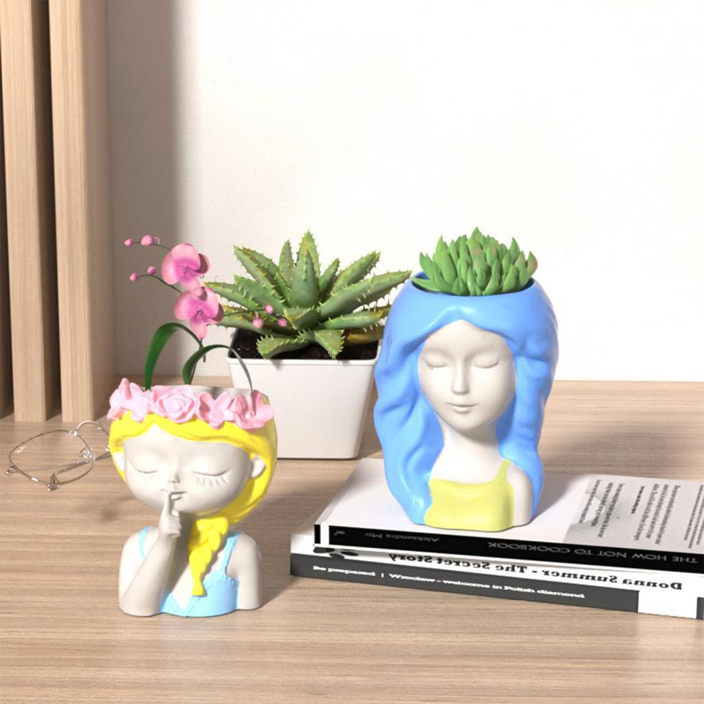 Cute Girls Pen Holder Flower Pot Silicone Molds Epoxy Resin Mold DIY Succulent Planter Mold for DIY Resin Decors