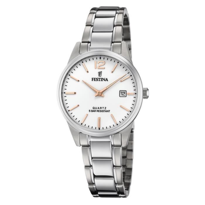 Montre - FESTINA - Femme - Acier inoxydable - Cadran blanc - Style chic