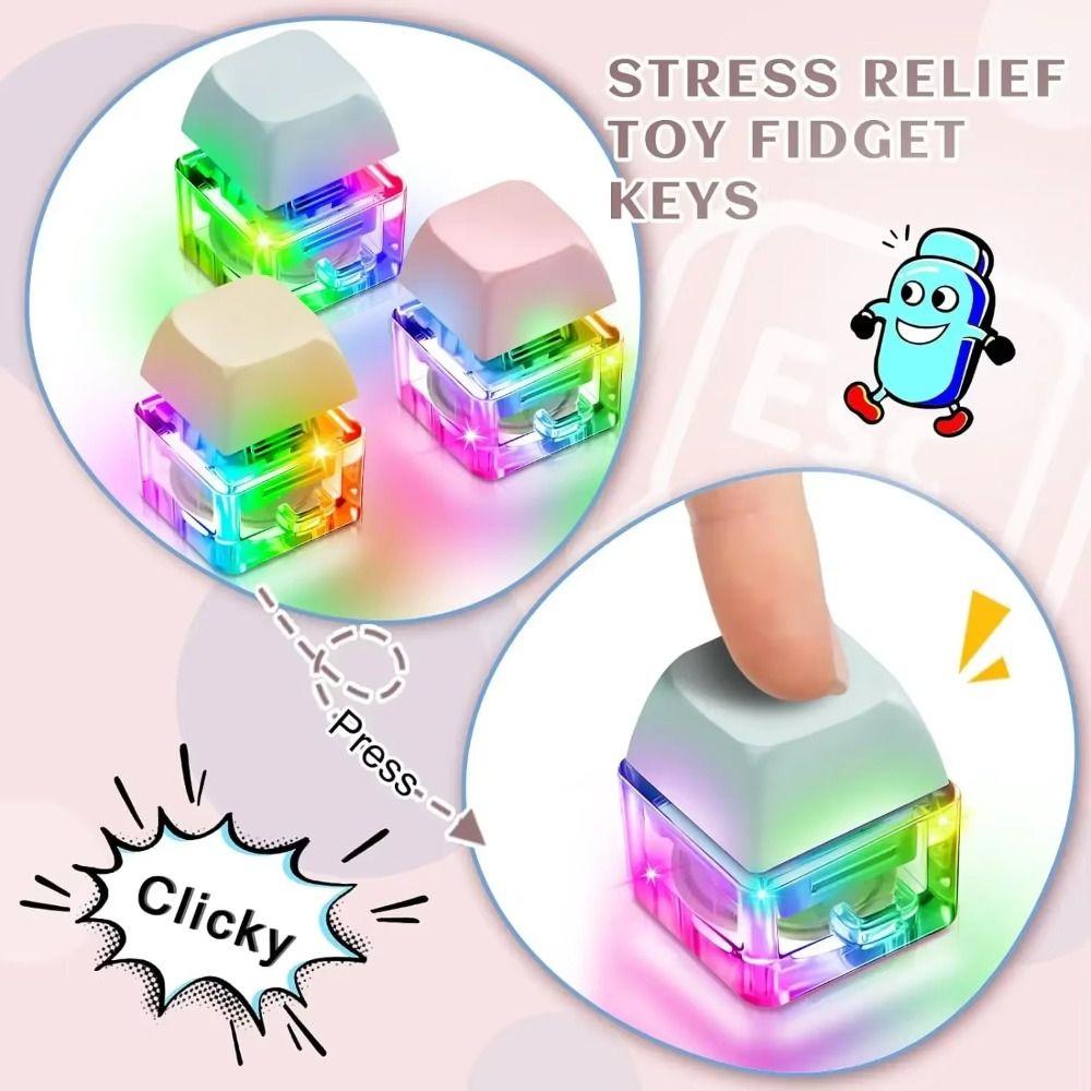 Расслабляющий DIY Брелок-клавиатура для fidget-игр, Ключи, Кнопка, Колпачок клавиши, Колпачки для пальцевой клавиатуры со светом, Снимающий стресс, Кликалка