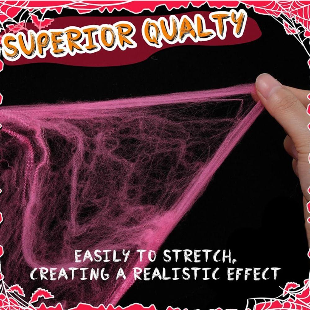 Stretchable Spider Cobwebs Pink Fake Spider Web Scary Cotton Cobweb Indoor Outdoor