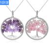 Кулон с цветочной обмоткой, ожерелье "Древо жизни", женское простое ожерелье, модное европейское и американское летнее ожерелье с розовым кристаллом и аметистом