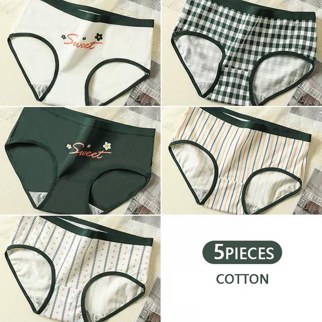 5 шт./компл. женские трусики из чистого хлопка, дышащее нижнее белье, трусы для девочек с милым принтом