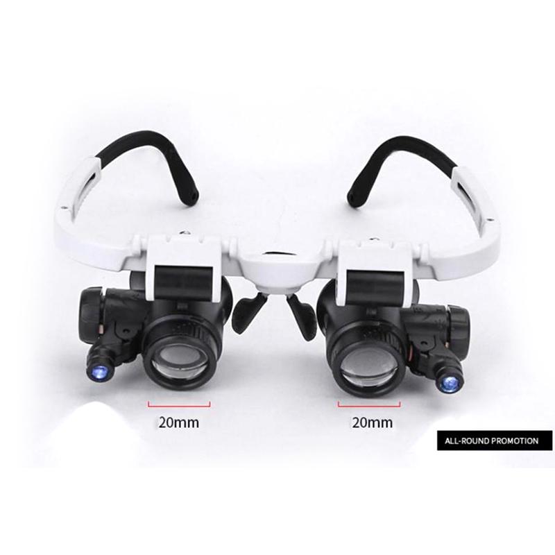 Очки-лупа на оголовье со светодиодной подсветкой 8X 15X 23X для часовщика, ювелира