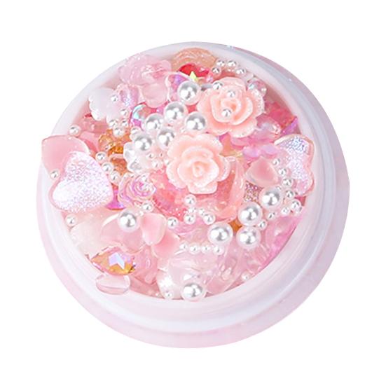 1 коробка искусственных жемчужин в форме банта, цветные смоляные украшения для ногтей, аксессуары для ногтей в форме сердца, розы, медведя
