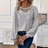Women's 2024 Autumn/Winter Ribbed Lace Collar Drop-Shoulder Pullover