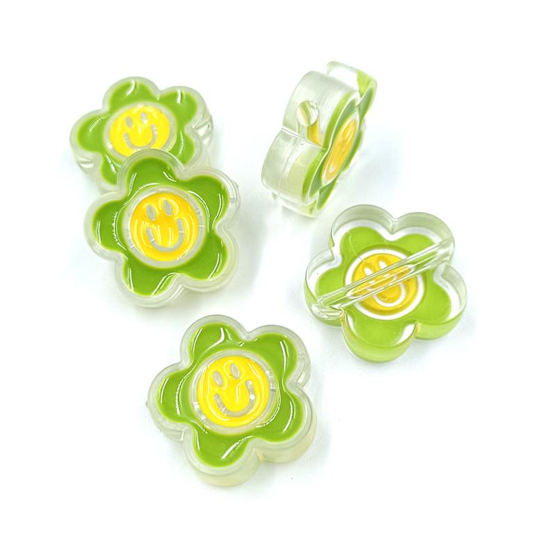 5 шт. акриловые капельные масляные прозрачные бусины в виде цветка-смайлика, милый кулон, сделай сам, брелок для изготовления ювелирных изделий