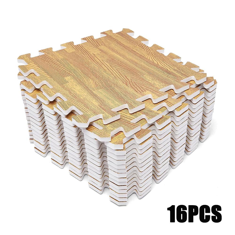 16 шт., напольные коврики под дерево, толстые переплетающиеся пушистые плитки, квадратный ковер, мягкие коврики для скалолазания, 16 шт.