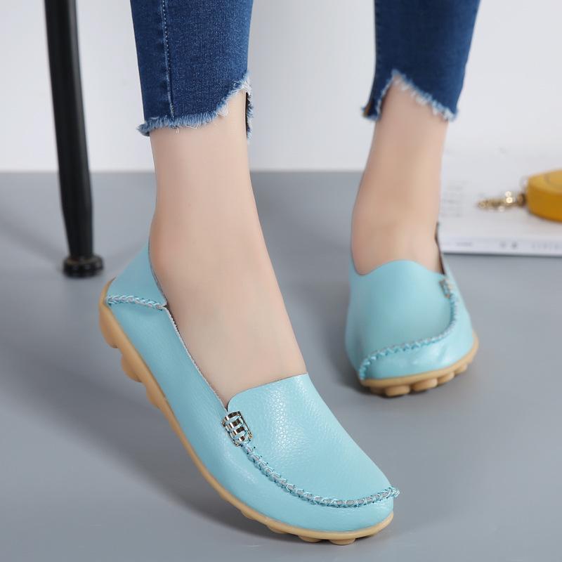 Fashion Plus Size 44 Women Flats Woman Loafers Genuine Leather Female Shoes Slip On Ballet Bowtie Moccasins 2025 New Women Shoes