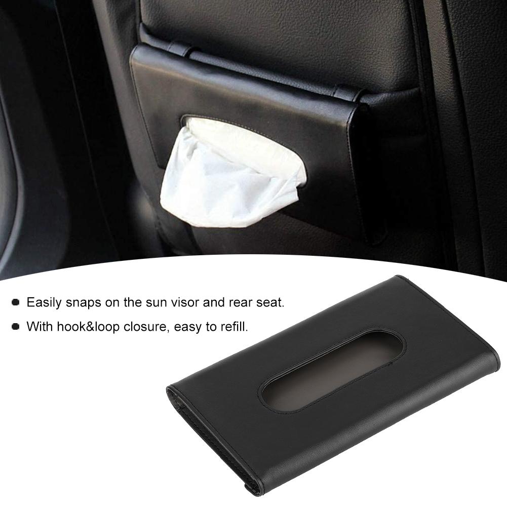 Portable PU Leather Car Sun Visor Tissue Boxes Dispenser Napkin Paper Towel Holder for SUV Truck