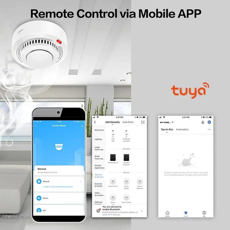 WiFi интеллектуальный детектор дыма Tuya App Controlled Smoke Sensor Alarm Device
