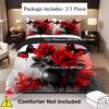 Red Rose Butterfly Pattern 3D Printed Quilt Cover Elegant Beauty Style Bedding Set Luxury Home Textiles Duvet Cover Pillowcases