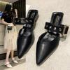 Fashion Women Slippers Casual Low Heels Shoes 2025 Spring Summer Leather Pointed Shoes Women New Soft Designer Slippers