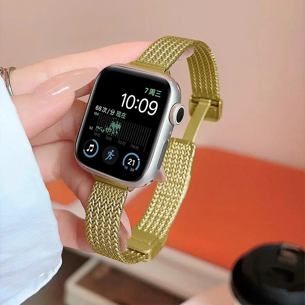 Магнитный ремешок-петля для Apple Watch Ultra3/2 49мм 41 45мм Тонкий женский ремешок из нержавеющей стали для iwatch SE3 11 10 9 8 40/44/38/42мм