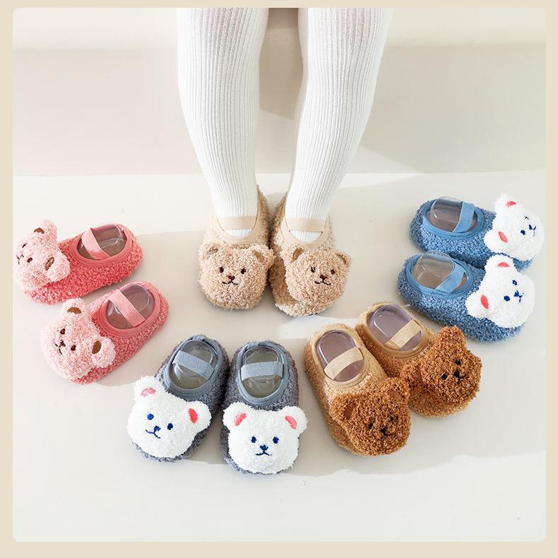 Cartoon Bear Socks Shoes for Newborn Infant Toddler Baby Autumn Winter Thick Warm Floor Socks Plush Indoor Sox