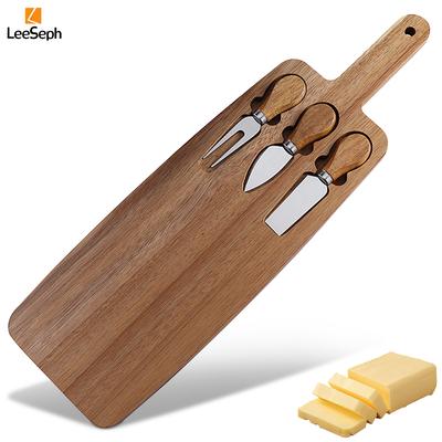 Доска для сыра с набором из 3 ножей, деревянная доска для подачи сыра из акации, аксессуары для колбасных изделий в подарок на новоселье, свадьбу