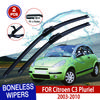 For Citroen C3 Pluriel 2003-2010 Car Windshield Wiper U-type Soft Rubber Frameless Bracketless Car Wipers 22"+18"