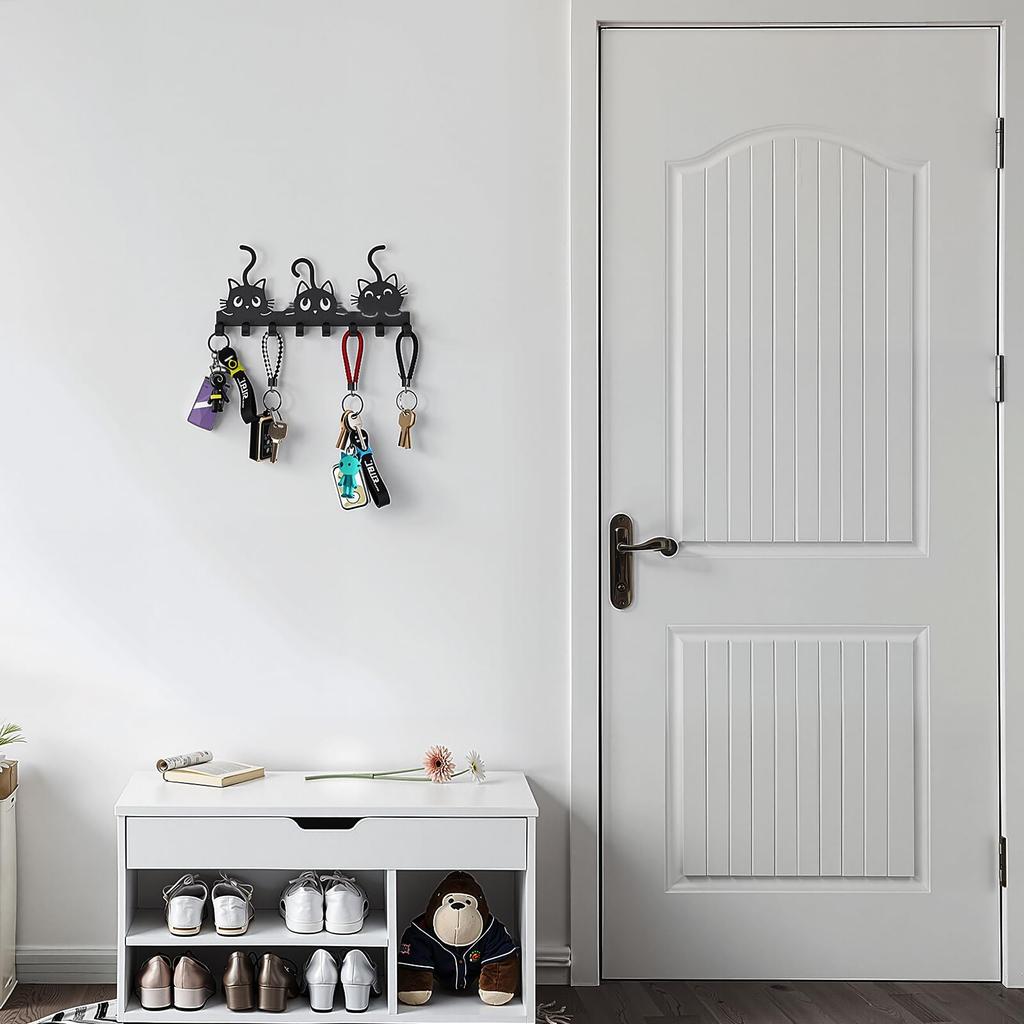 Animal Shaped Key Holder Wall Mount Hook Metal Iron Paw Print Hanger for Entryway Decorative Storage Organizer