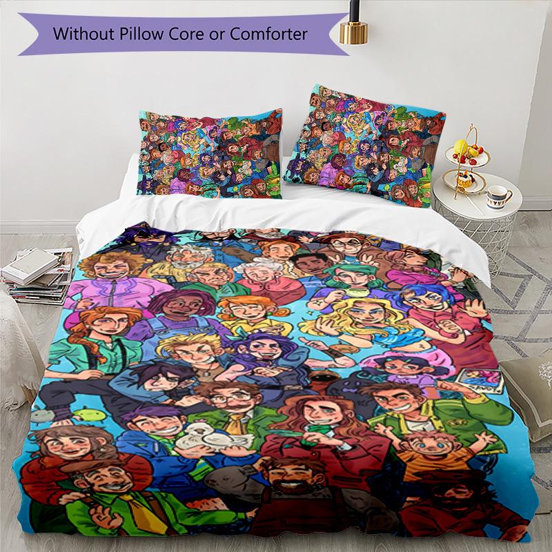 stardew valley 3pcs Bedding Set Duvet Cover Closure Includes 1 Duvet Cover & 2 Pillowcases for All Seasons Bedroom Home Dorm Decor