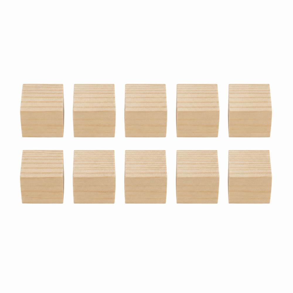 10pcs Natural Wooden Cube Woodwork Craft Handmade Material Hobby Wooden Square Block