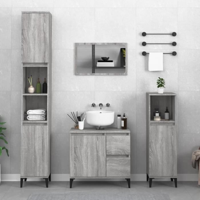 VidaXL Bathroom Cabinet Sonoma Grey 30x30x100 Cm 819818
