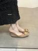 French temperament square buckle single shoes women's square head grandma shoes retro suede 2025 spring new shallow flat shoes