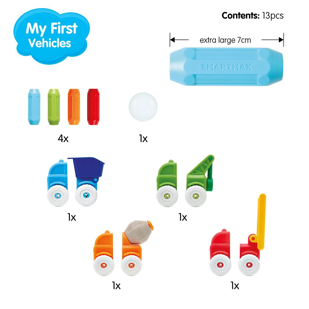 Smartmax First Magnetic Toy for Toddlers, Vehicles, 13 Pieces, SMX226, Authentic