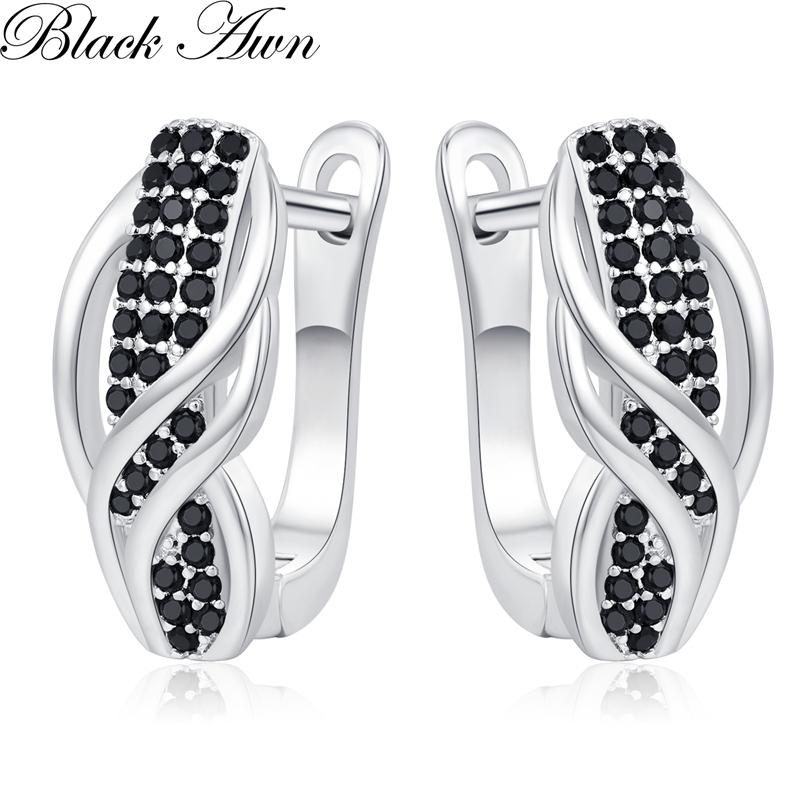 Black Awn Черные ювелирные серьги для женщин, подарочные серьги-кольца