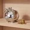 Ceramic Piggy Bank, Mirror Silver, 9.5X7X8.5 Cm