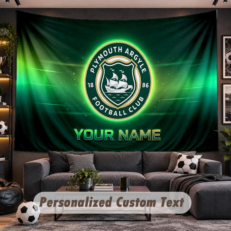 Wall Hanging Tapestry Custom NamePlymouth Argyle FC Pattern Personalized Printed Fabric Wall Decor